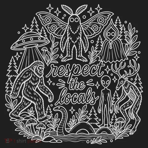 Respect The Locals Cryptid Bigfoot Mothman Alien Hat