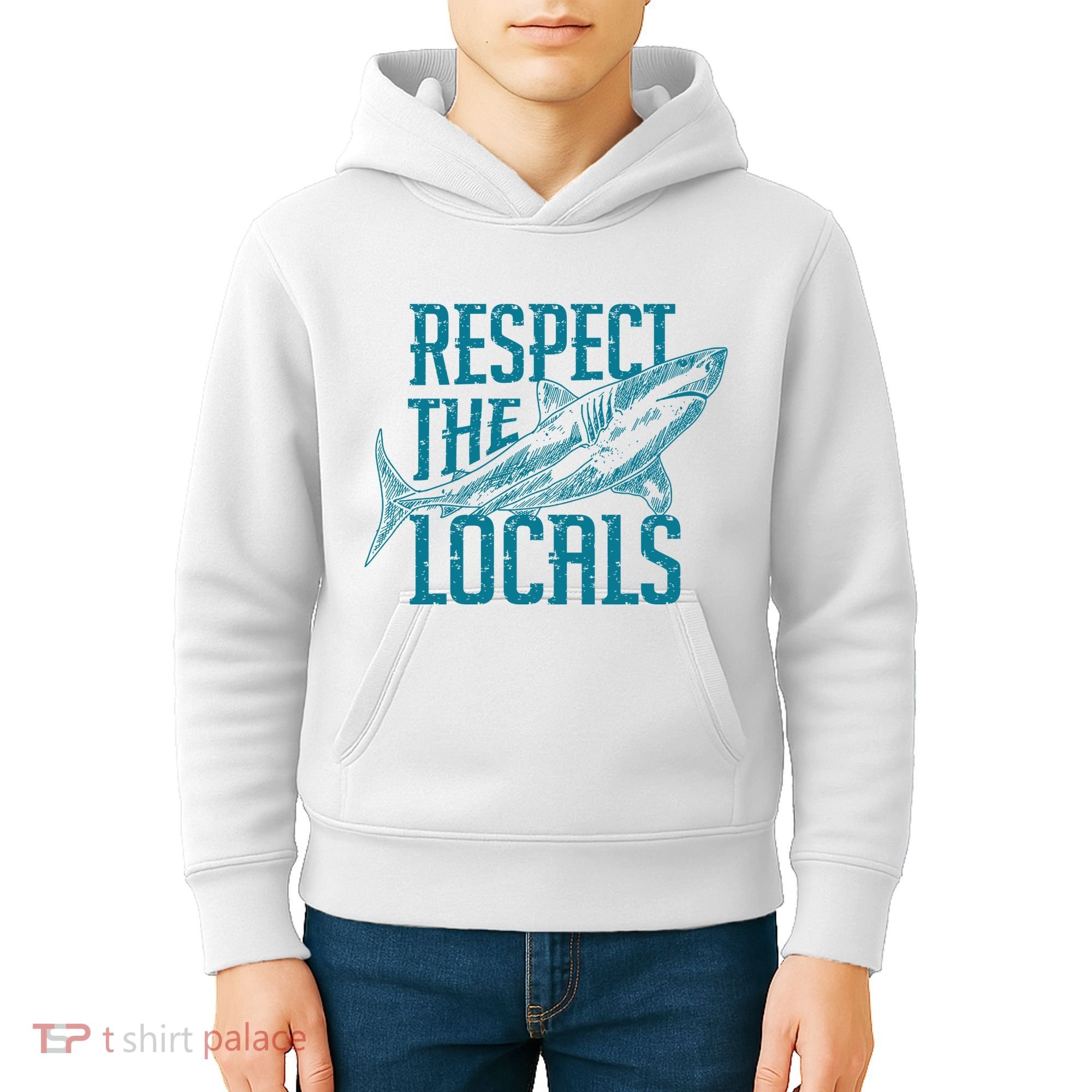 Respect The Locals Shark Gifts Kids Hoodie