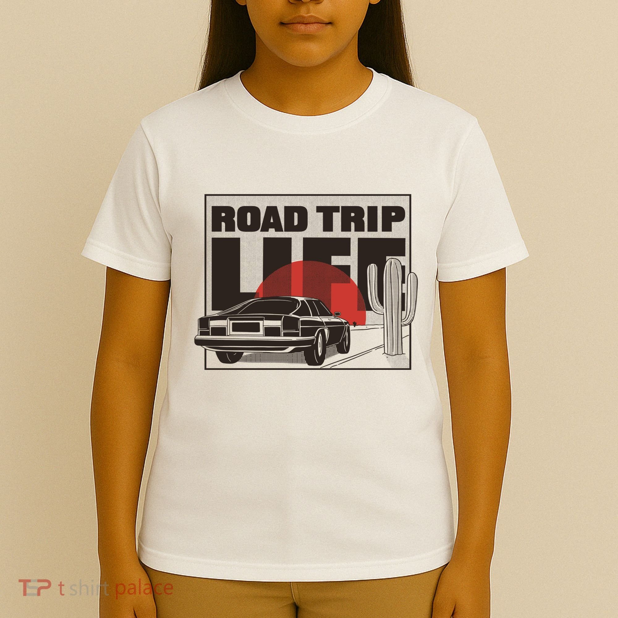 Road Trip Life Vintage Car Sunset T-Shirt