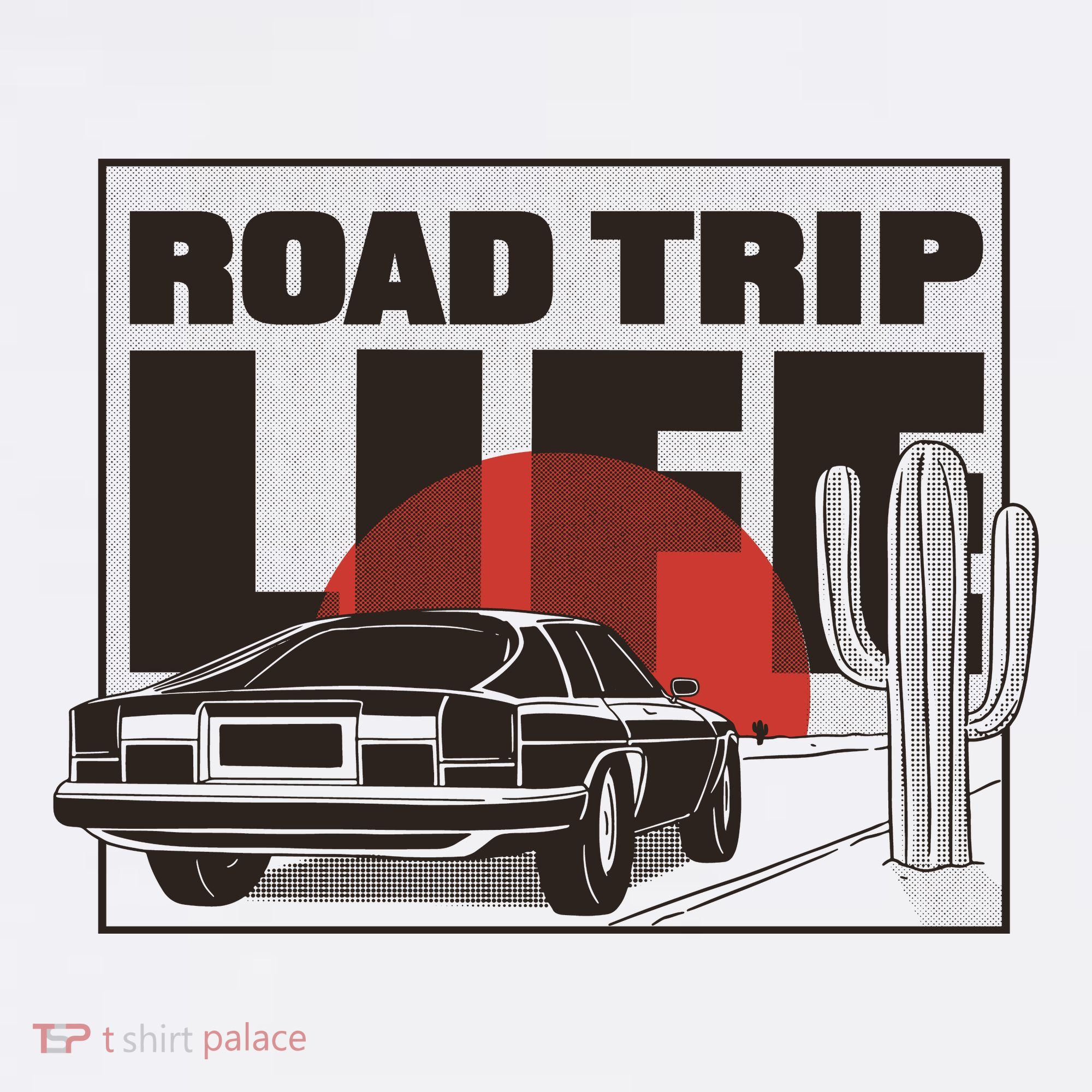 Road Trip Life Vintage Car Sunset T-Shirt
