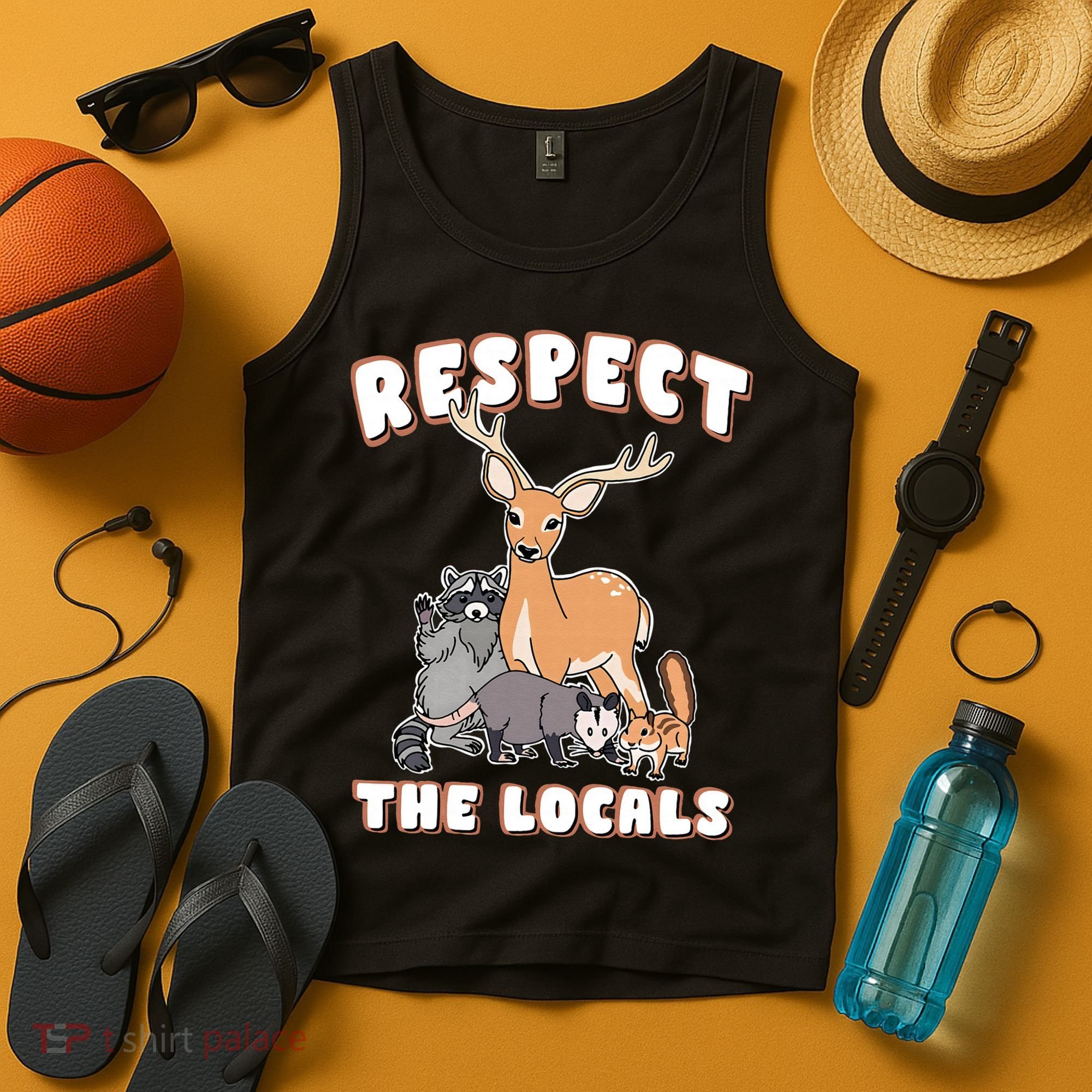 Respect The Locals Deer Racoon Possum Squirrel Wildlife Tank Top