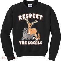 Respect The Locals Deer Racoon Possum Squirrel Wildlife Kids Sweatshirt thumb 0