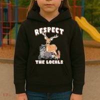 Respect The Locals Deer Racoon Possum Squirrel Wildlife Kids Hoodie thumb 3
