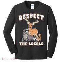 Respect The Locals Deer Racoon Possum Squirrel Wildlife Kids Long Sleeve Shirt thumb 0