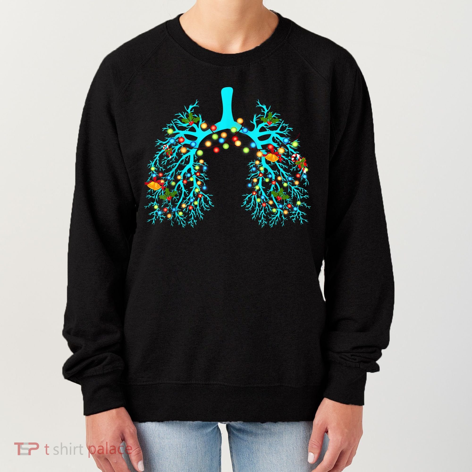 Respiratory Therapy Lung Christmas Xmas Light Ornament Women's Sweatshirt