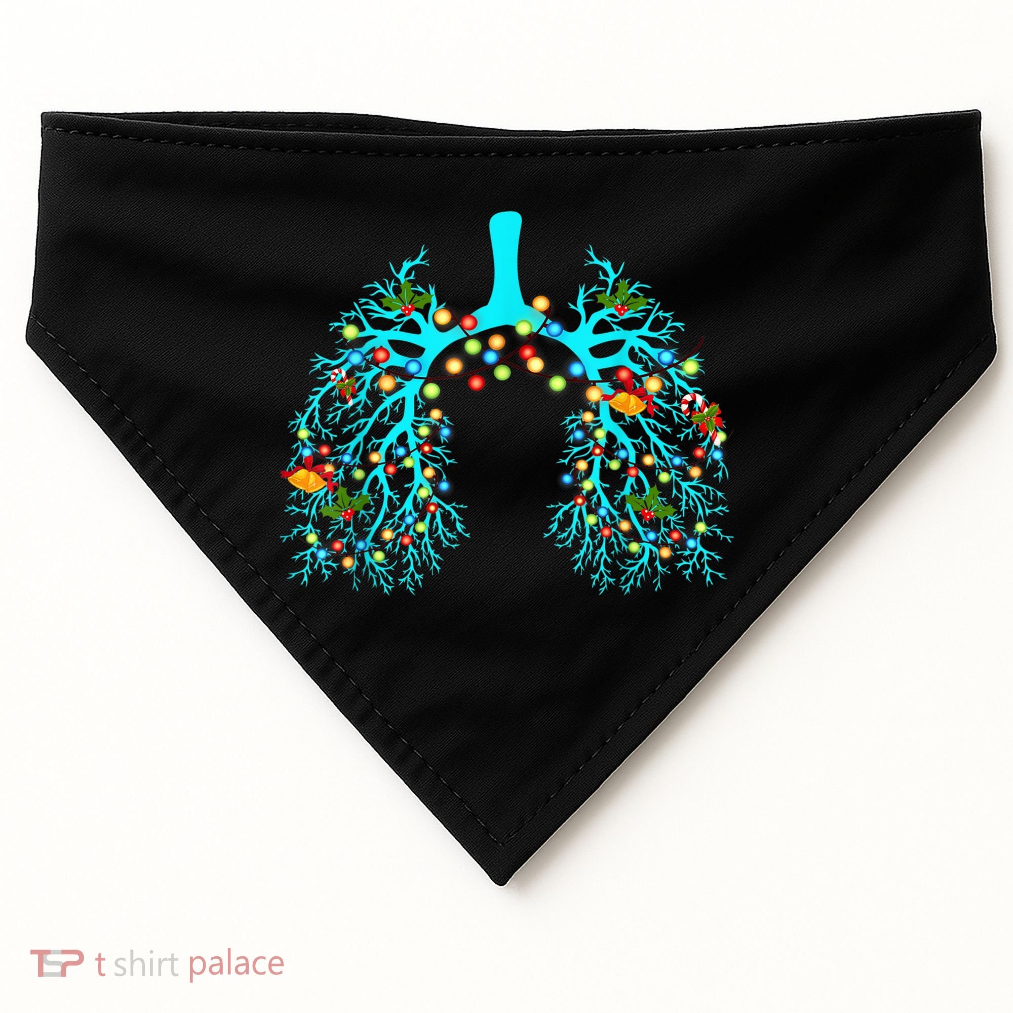 Respiratory Therapy Lung Christmas Xmas Light Ornament USA-Made Doggie Bandana