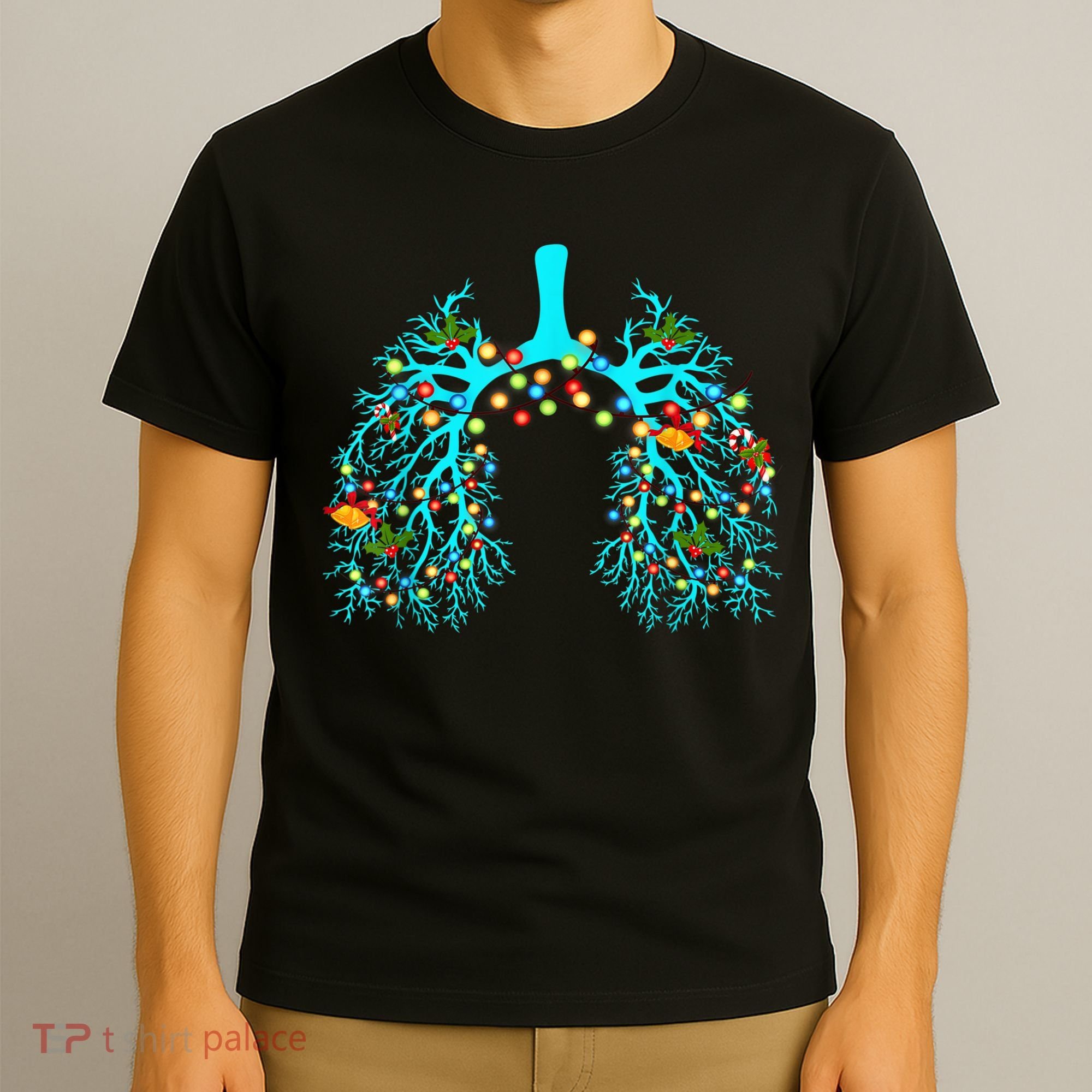 Respiratory Therapy Lung Christmas Xmas Light Ornament T-Shirt