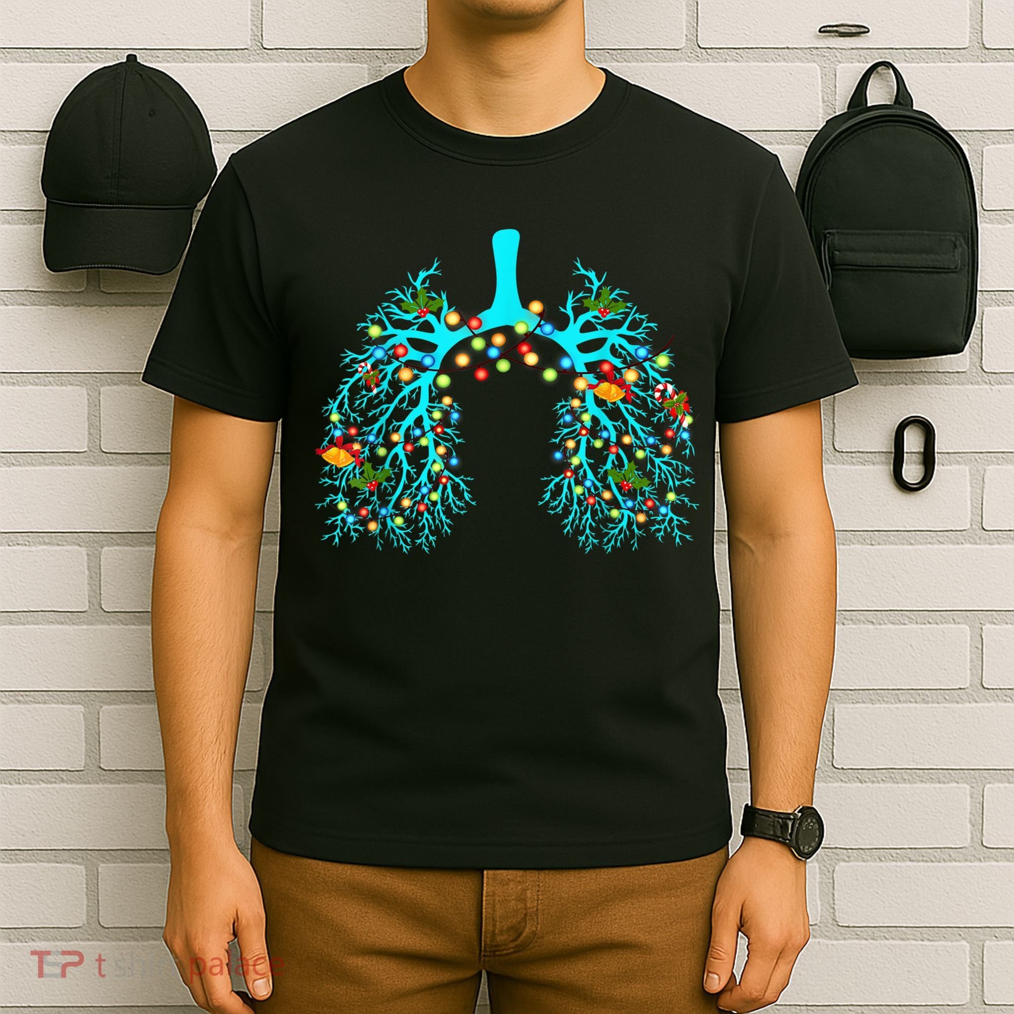 Respiratory Therapy Lung Christmas Xmas Light Ornament T-Shirt