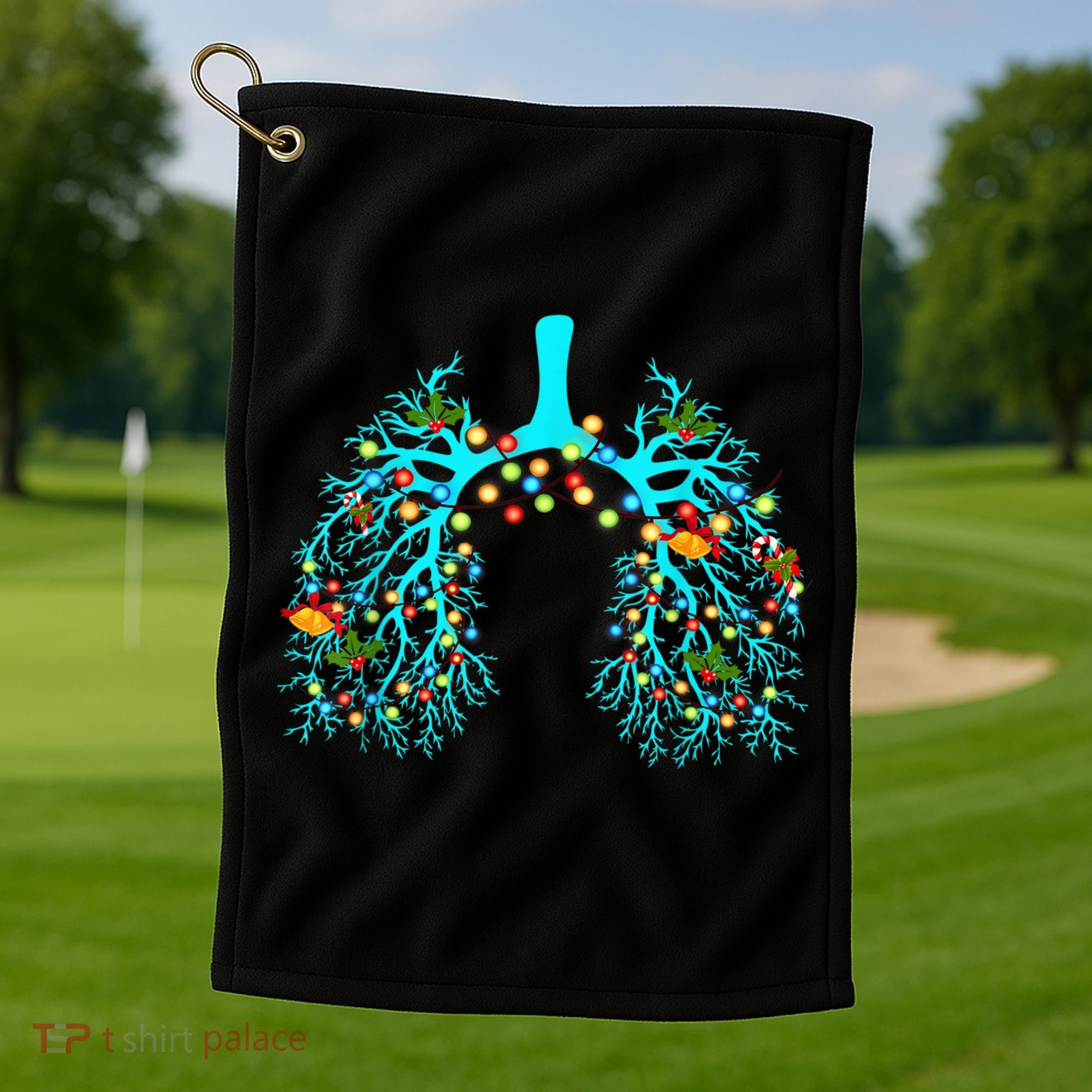 Respiratory Therapy Lung Christmas Xmas Light Ornament Golf Towel