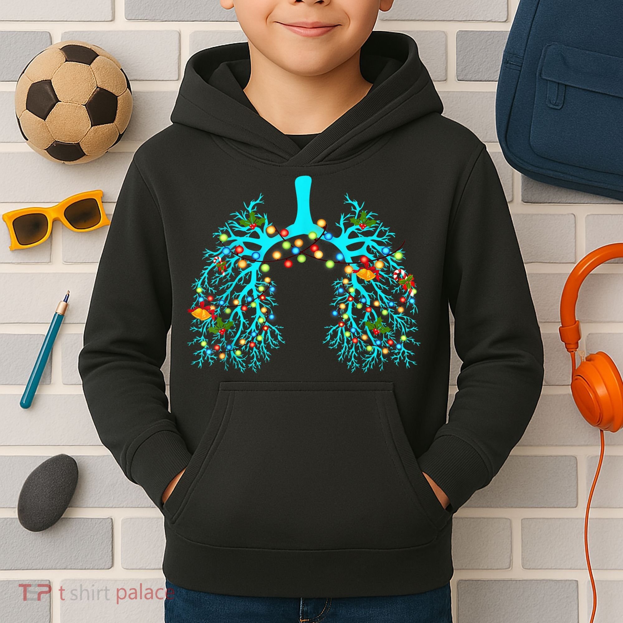 Respiratory Therapy Lung Christmas Xmas Light Ornament Kids Hoodie