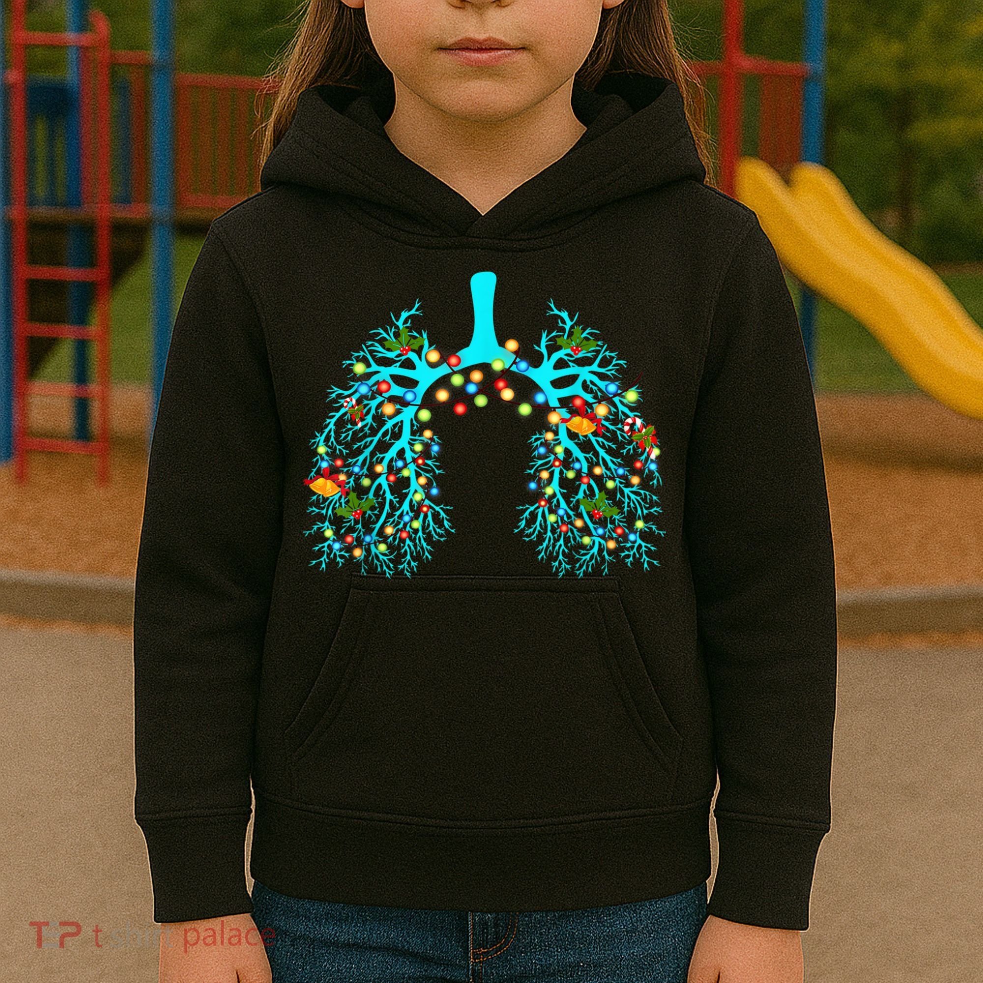 Respiratory Therapy Lung Christmas Xmas Light Ornament Kids Hoodie