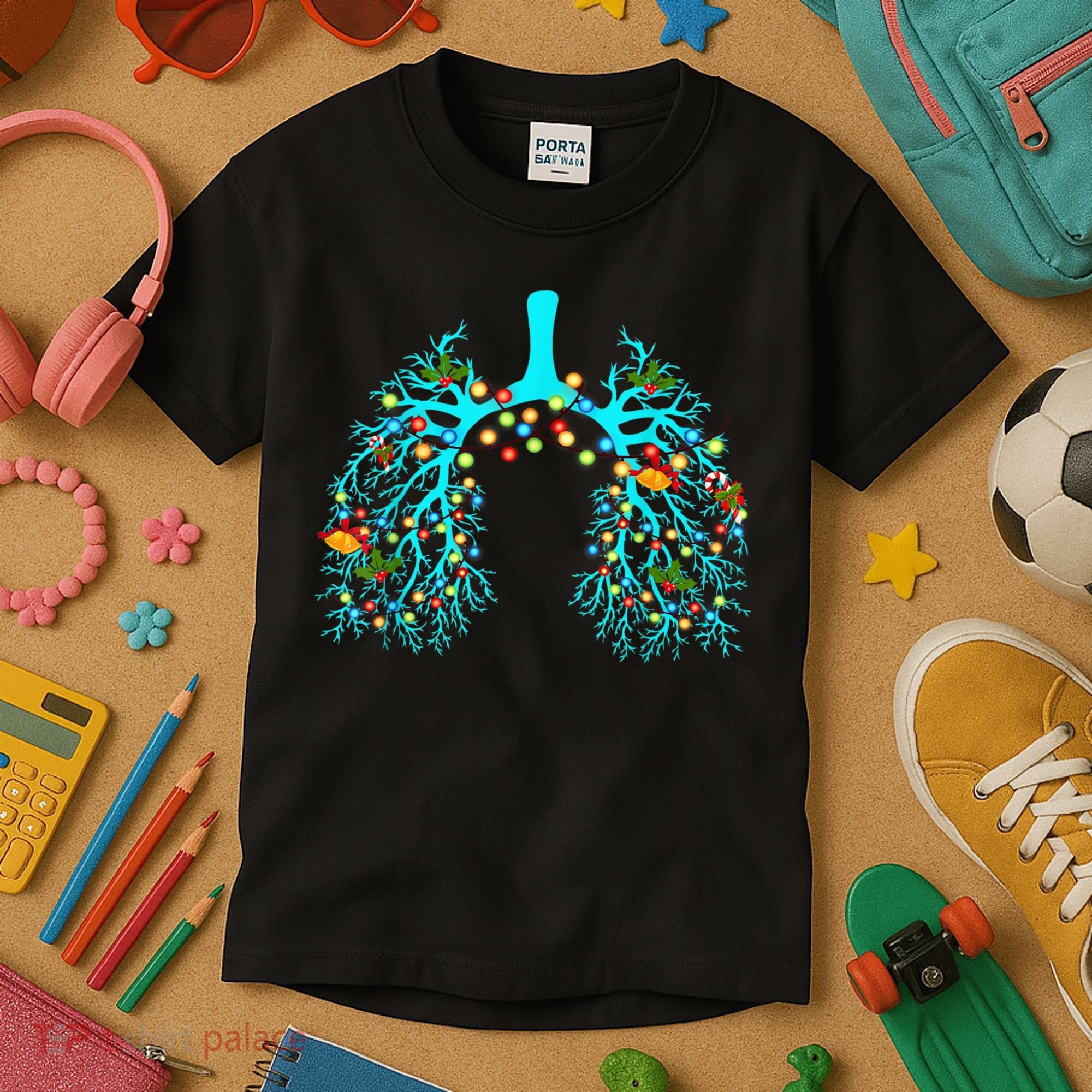 Respiratory Therapy Lung Christmas Xmas Light Ornament Kids T-Shirt