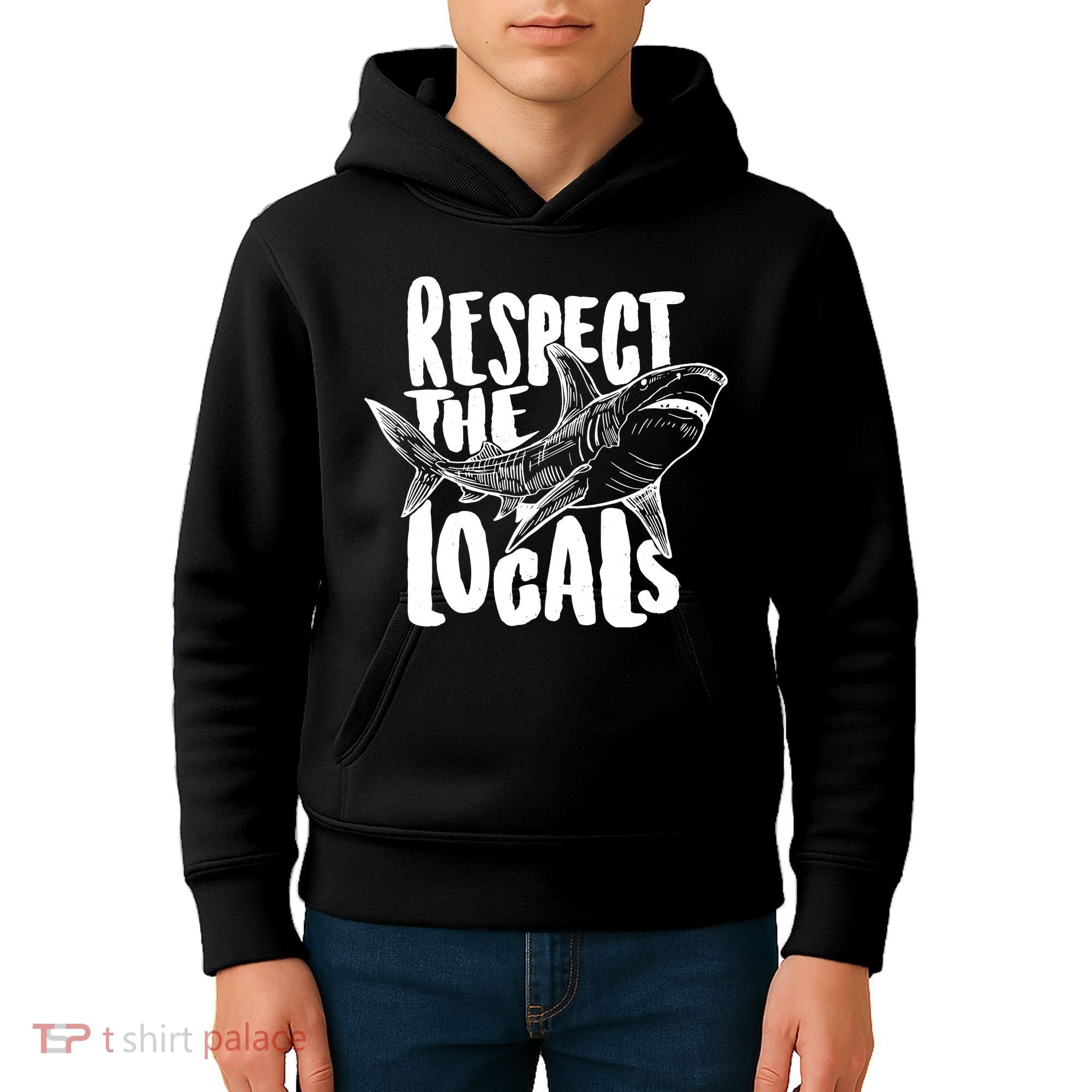 Respect The Locals Shark Week Lover Kids Hoodie