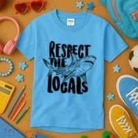 Respect The Locals Shark Week Lover Kids T-Shirt thumb 3
