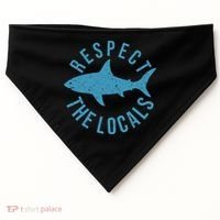 Respect The Locals Warning Shark Week USA-Made Doggie Bandana thumb 0