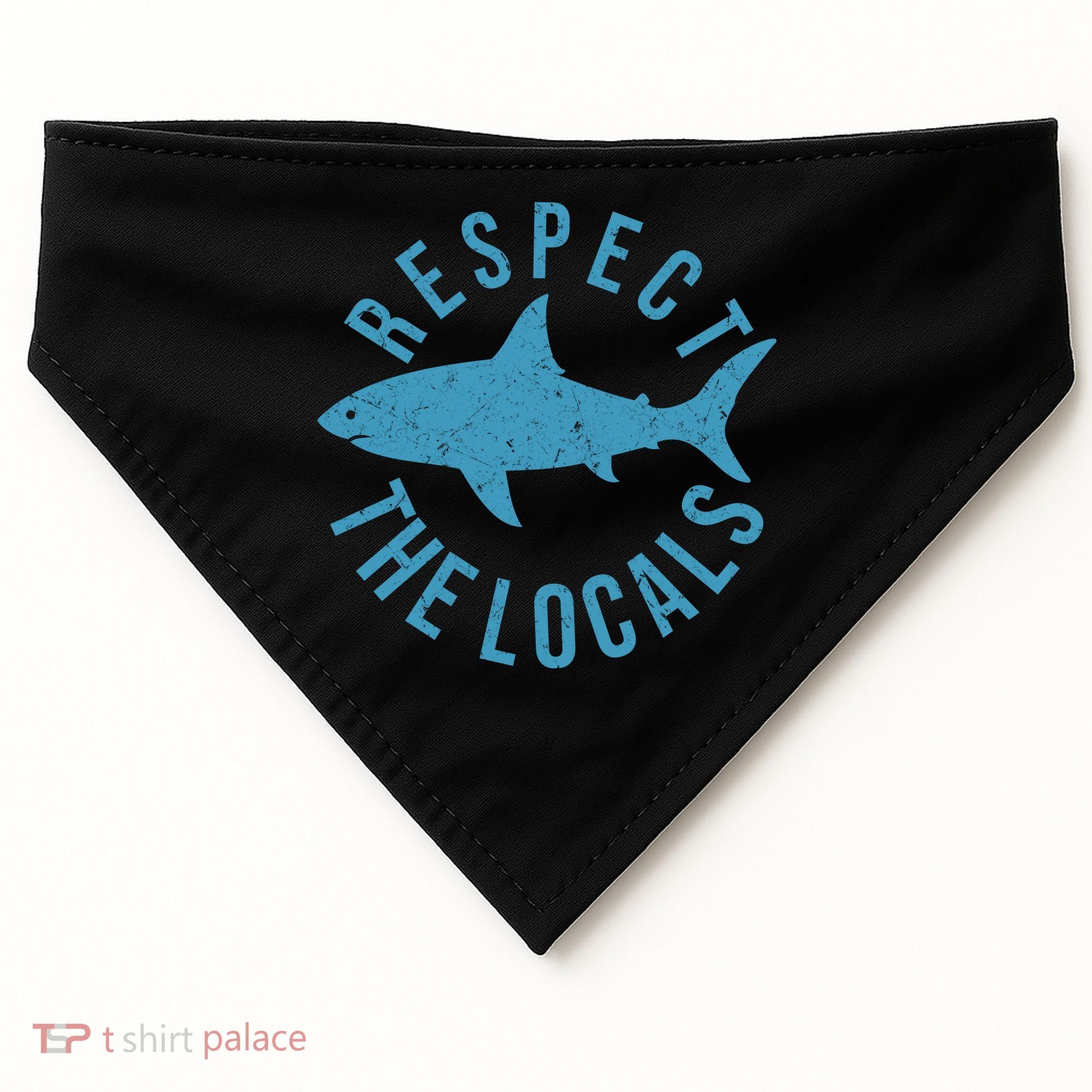 Respect The Locals Warning Shark Week USA-Made Doggie Bandana