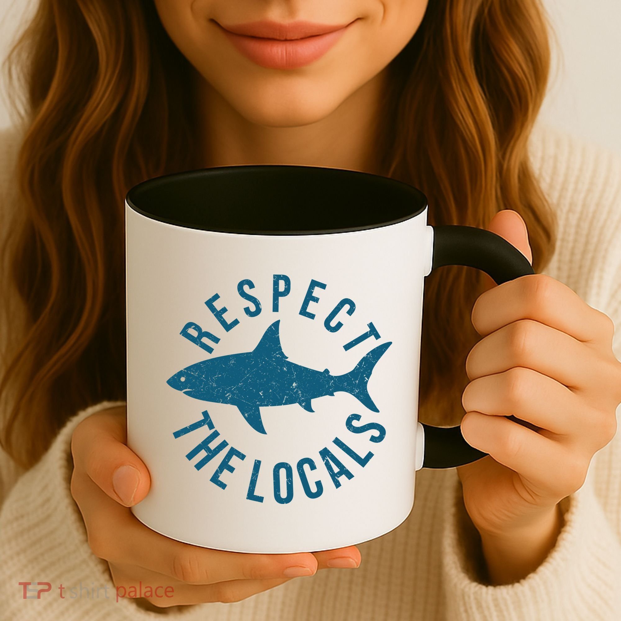 Respect The Locals Warning Shark Week Coffee Mug