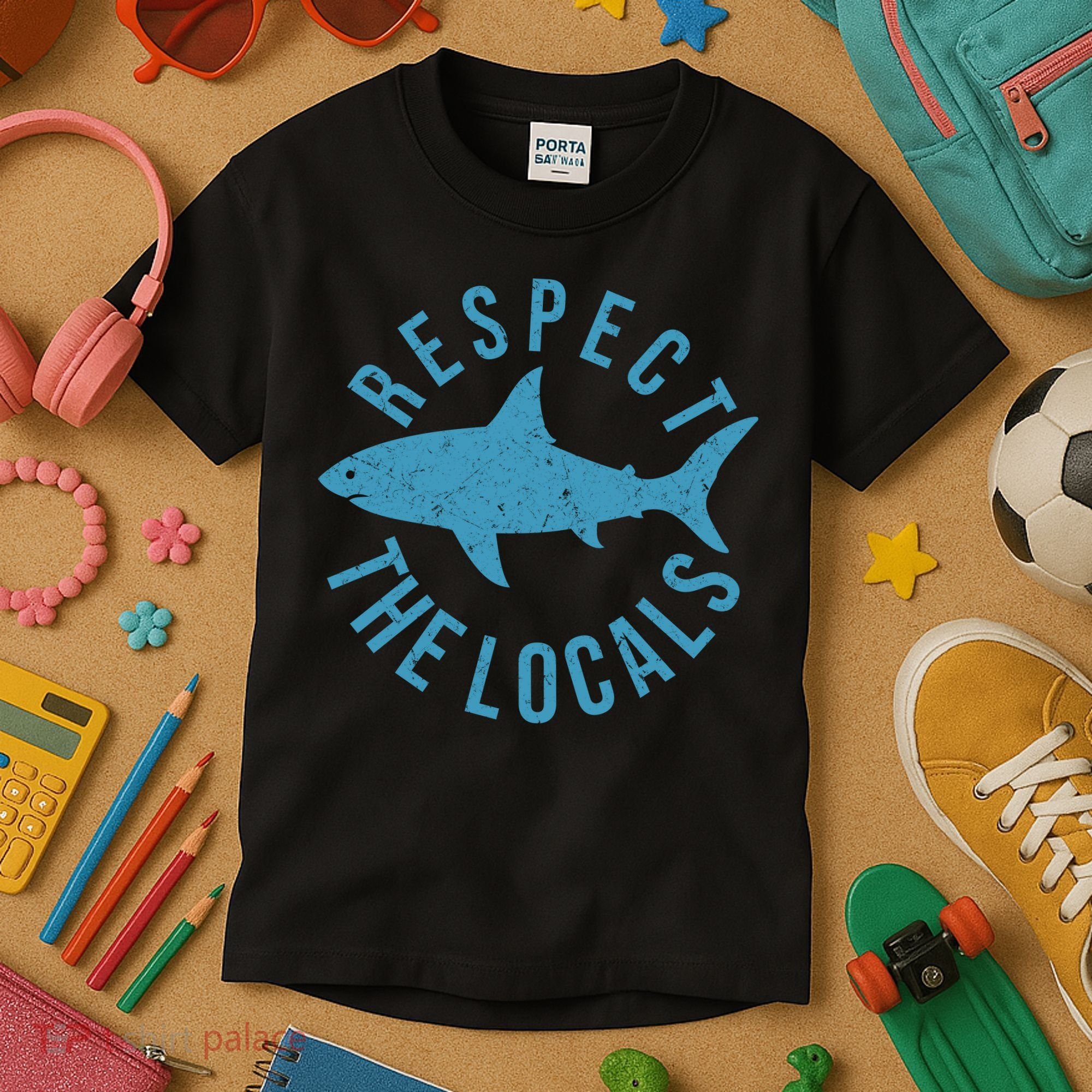 Respect The Locals Warning Shark Week Kids T-Shirt