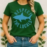 Respect The Locals Warning Shark Week Women's T-Shirt thumb 2