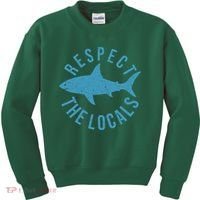 Respect The Locals Warning Shark Week Kids Sweatshirt thumb 0