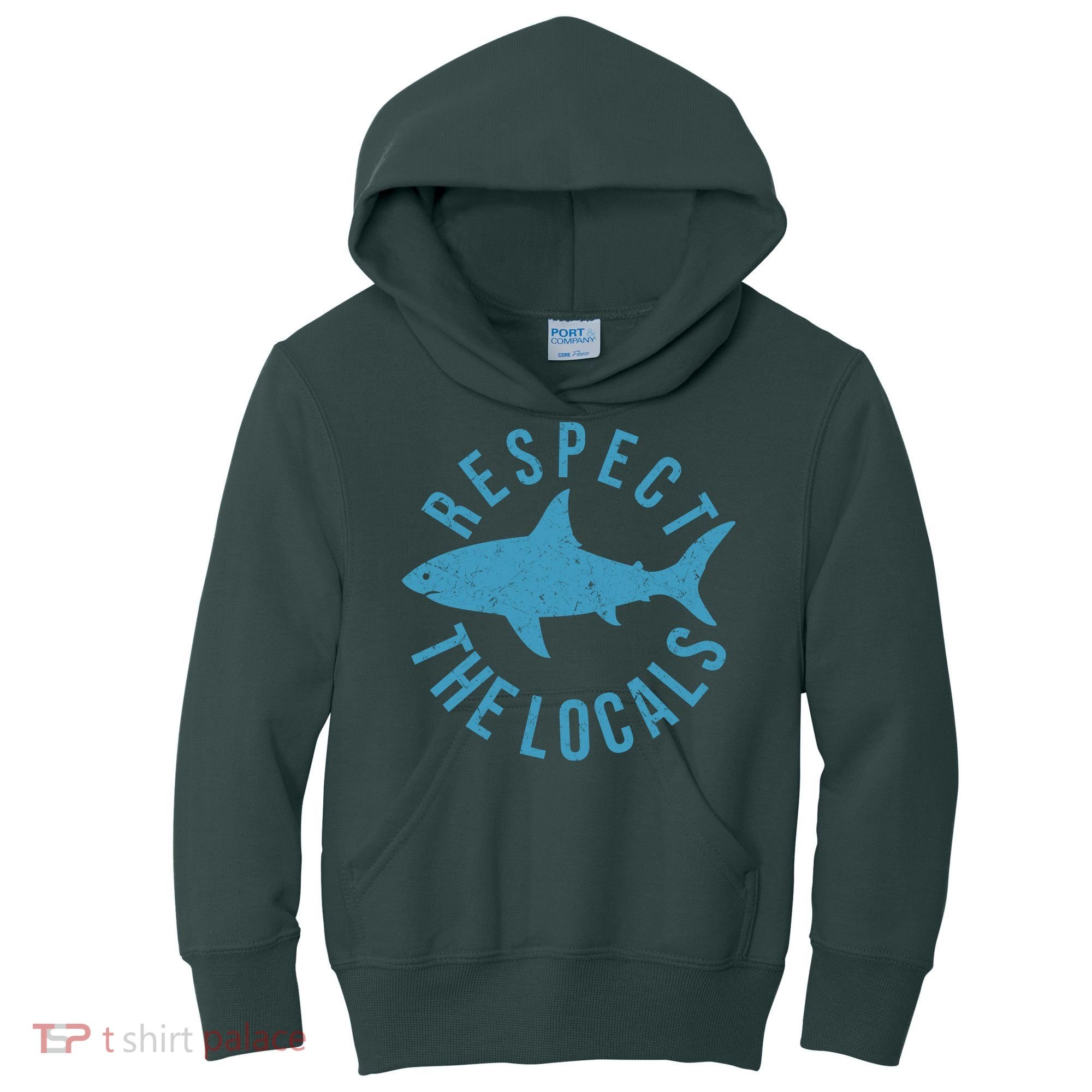 Respect The Locals Warning Shark Week Kids Hoodie
