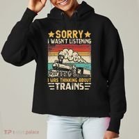 Retro Train Lover Model Railroad Conductor Funny Train Ladies Heavyweight Boxy Pullover Hoodie thumb 0