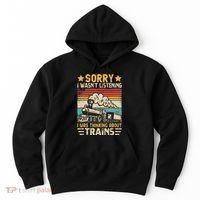 Retro Train Lover Model Railroad Conductor Funny Train Hoodie thumb 0