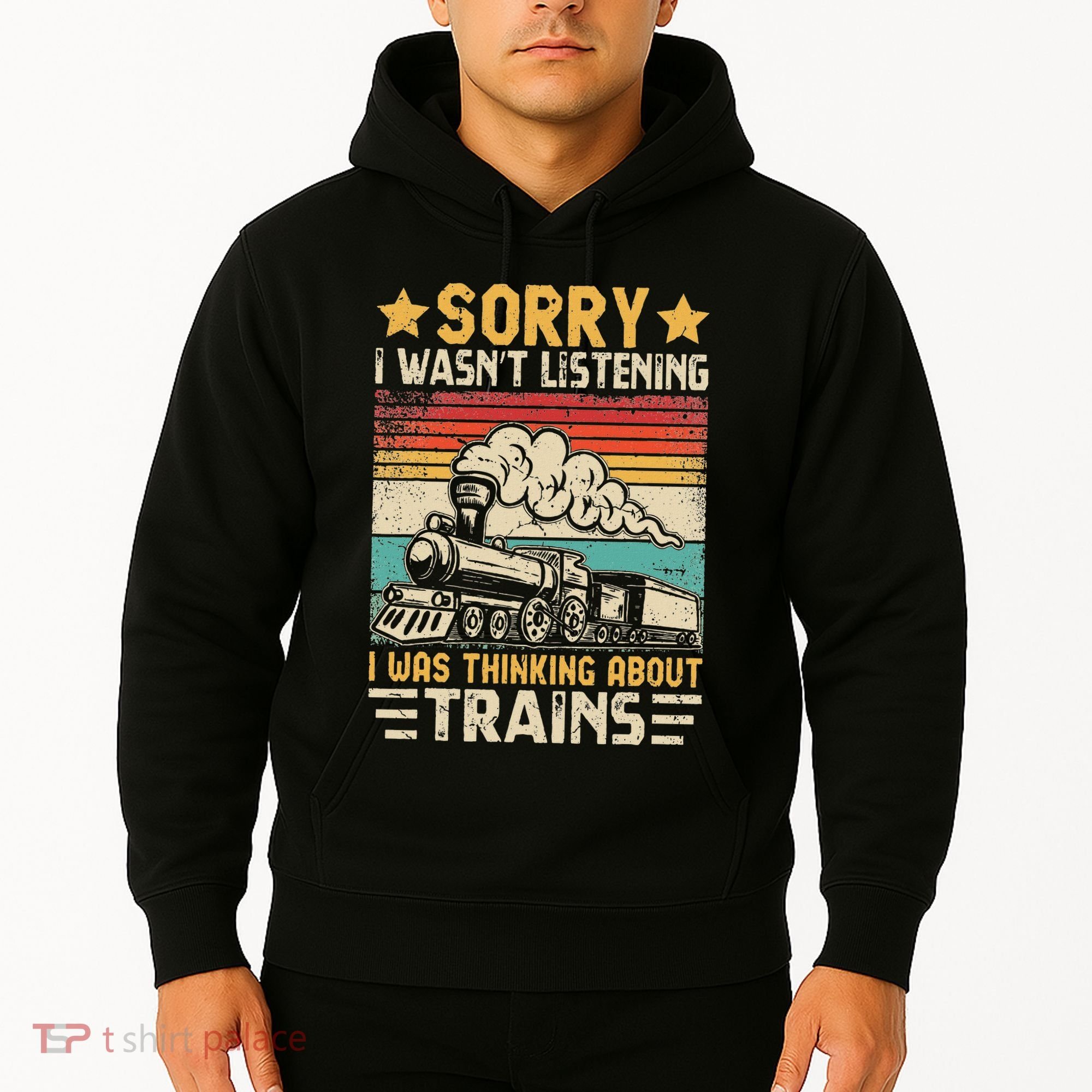 Retro Train Lover Model Railroad Conductor Funny Train Hoodie