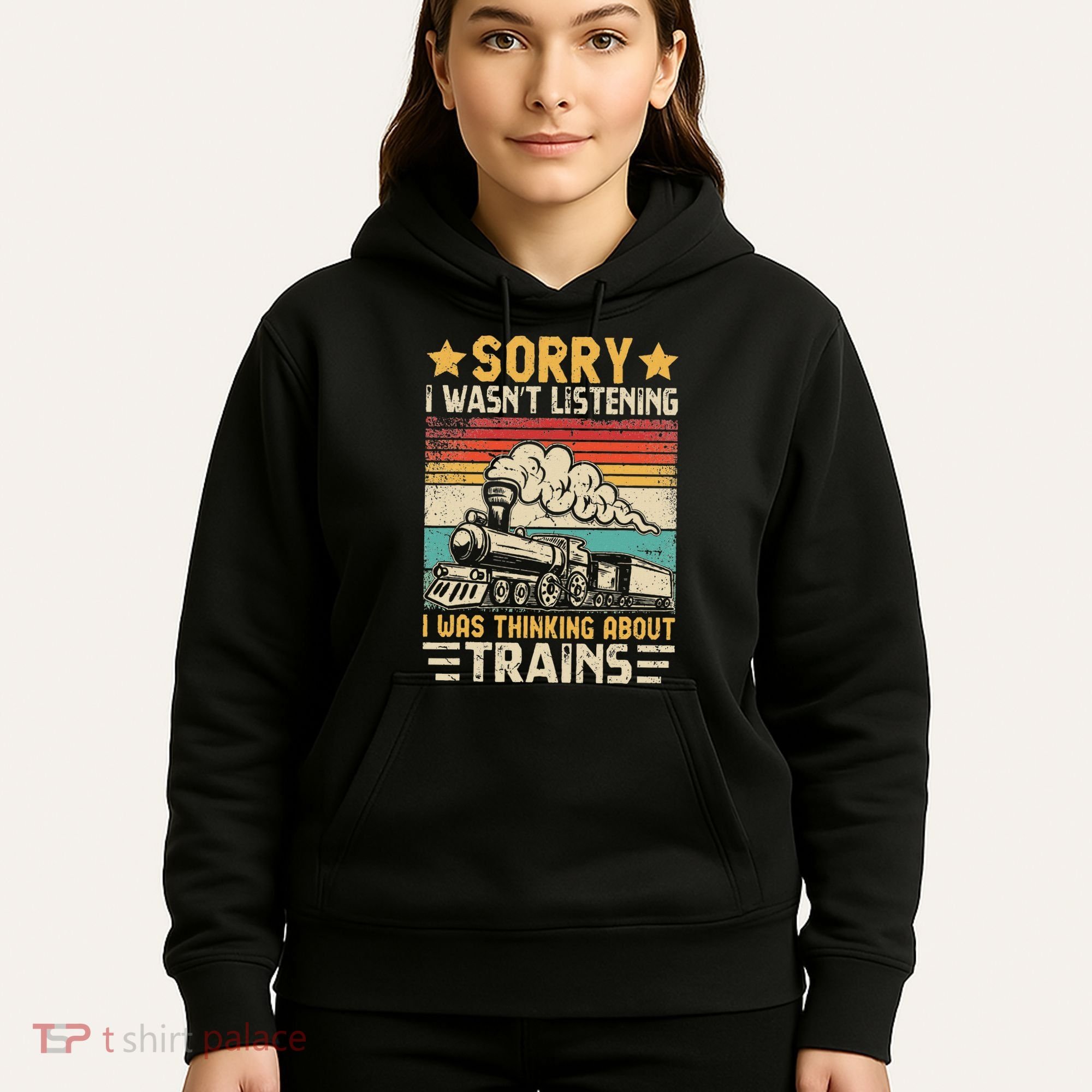 Retro Train Lover Model Railroad Conductor Funny Train Hoodie