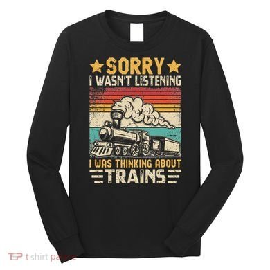 Retro Train Lover Model Railroad Conductor Funny Train Long Sleeve Shirt