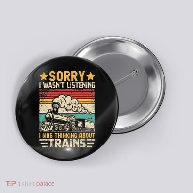 Retro Train Lover Model Railroad Conductor Funny Train Button