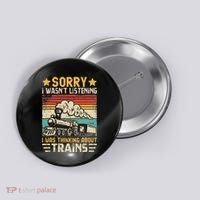 Retro Train Lover Model Railroad Conductor Funny Train Button thumb 0
