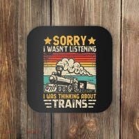 Retro Train Lover Model Railroad Conductor Funny Train Coaster thumb 0