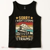Retro Train Lover Model Railroad Conductor Funny Train Tank Top thumb 2
