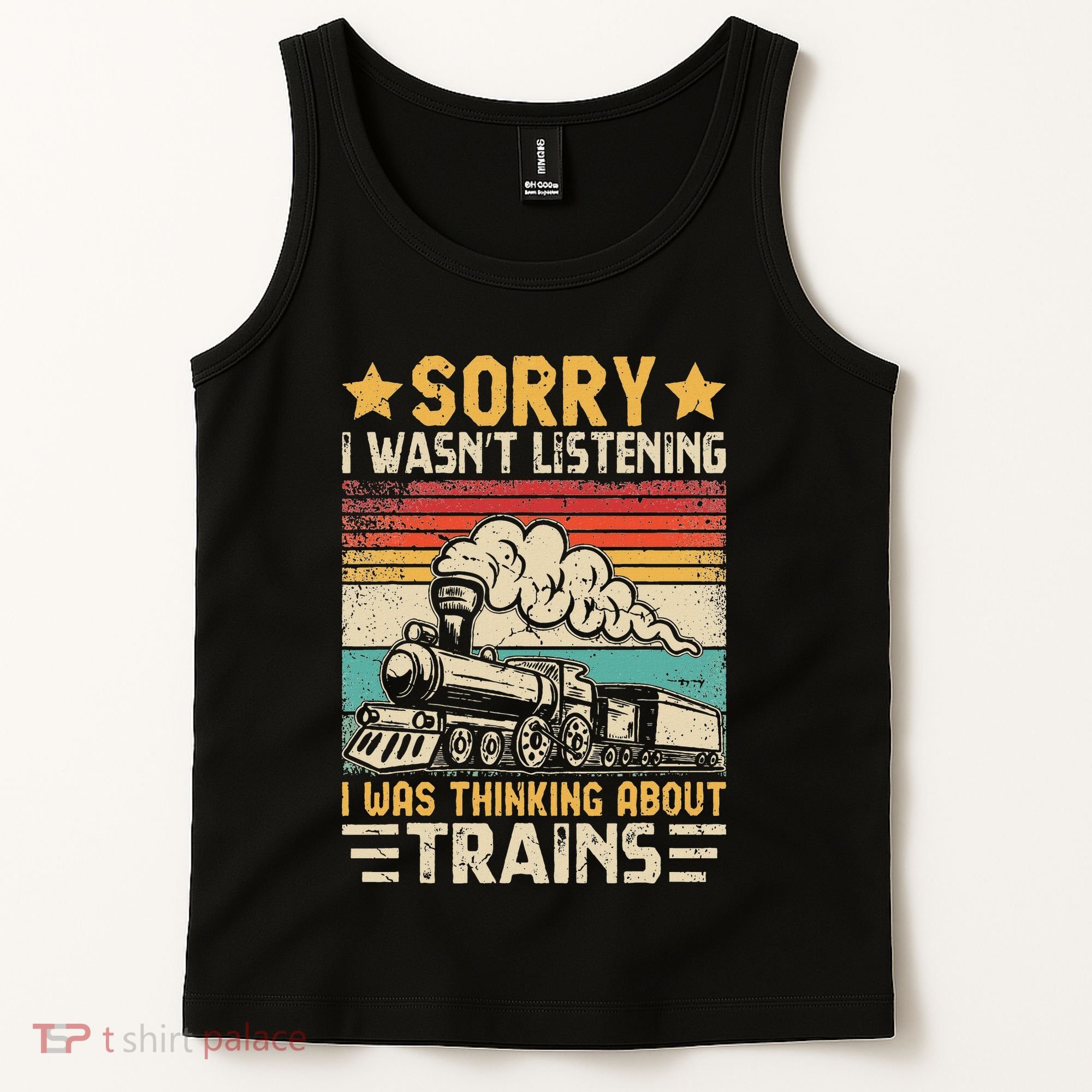 Retro Train Lover Model Railroad Conductor Funny Train Tank Top