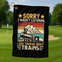 Retro Train Lover Model Railroad Conductor Funny Train Golf Towel thumb 1