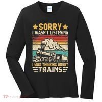 Retro Train Lover Model Railroad Conductor Funny Train Women's Long Sleeve Shirt thumb 0