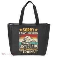 Retro Train Lover Model Railroad Conductor Funny Train Tote Bag thumb 0