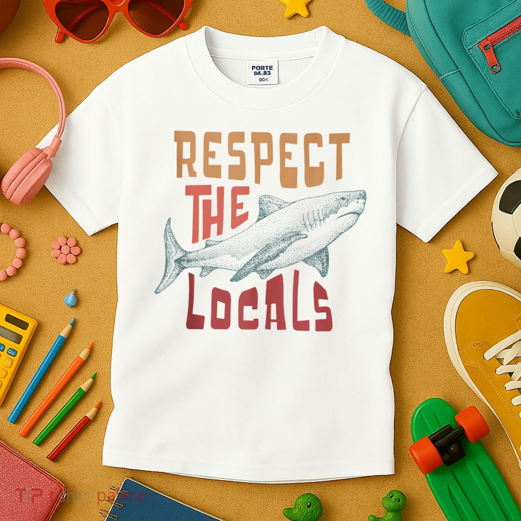 Respect The Locals Shark Ocean Animal Rights Biology Life Kids T-Shirt