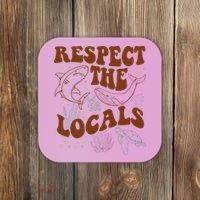 Respect The Locals Protect The Shark Save Our Oceans Retro Coaster thumb 0