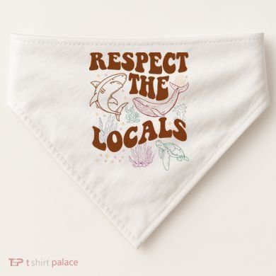 Respect The Locals Protect The Shark Save Our Oceans Retro USA-Made Doggie Bandana