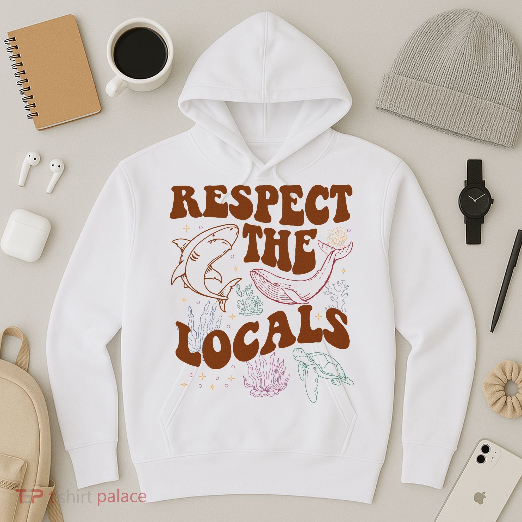 Respect The Locals Protect The Shark Save Our Oceans Retro Hoodie