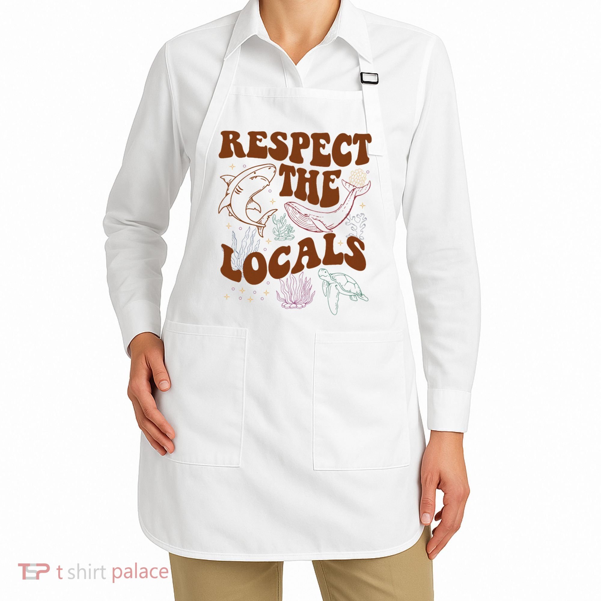 Respect The Locals Protect The Shark Save Our Oceans Retro Apron