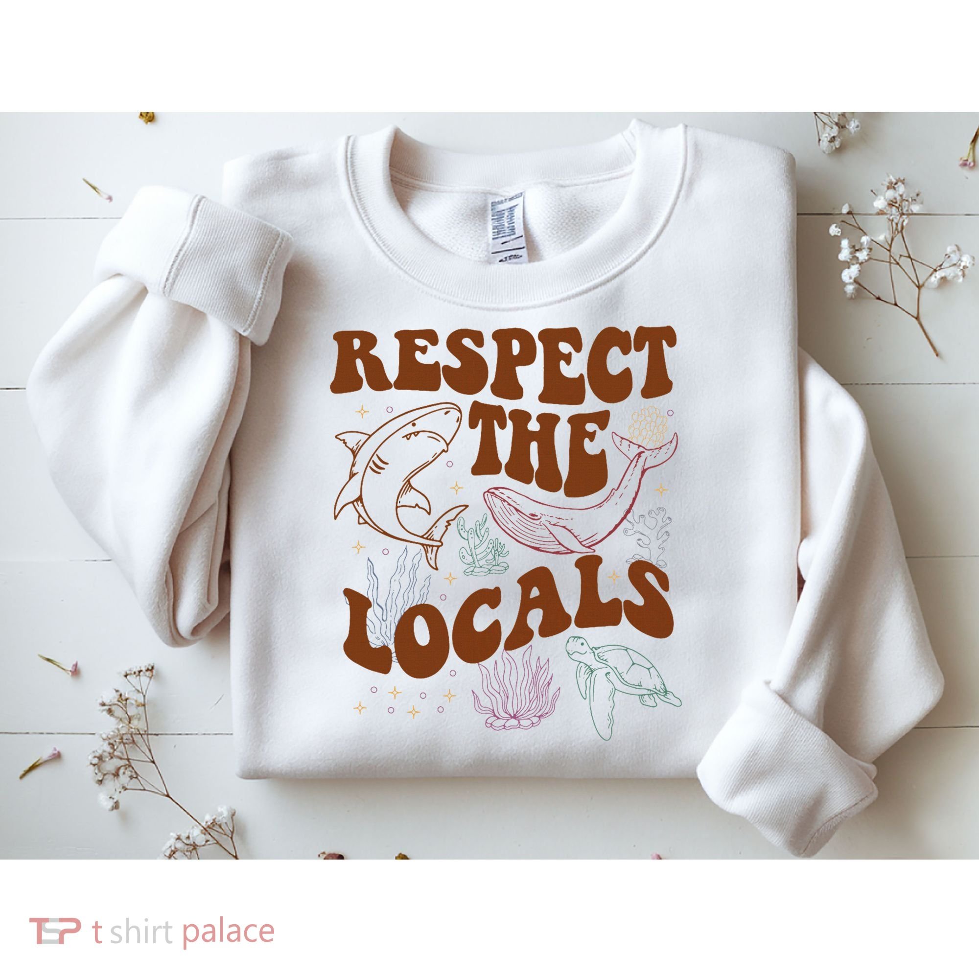 Respect The Locals Protect The Shark Save Our Oceans Retro Sweatshirt