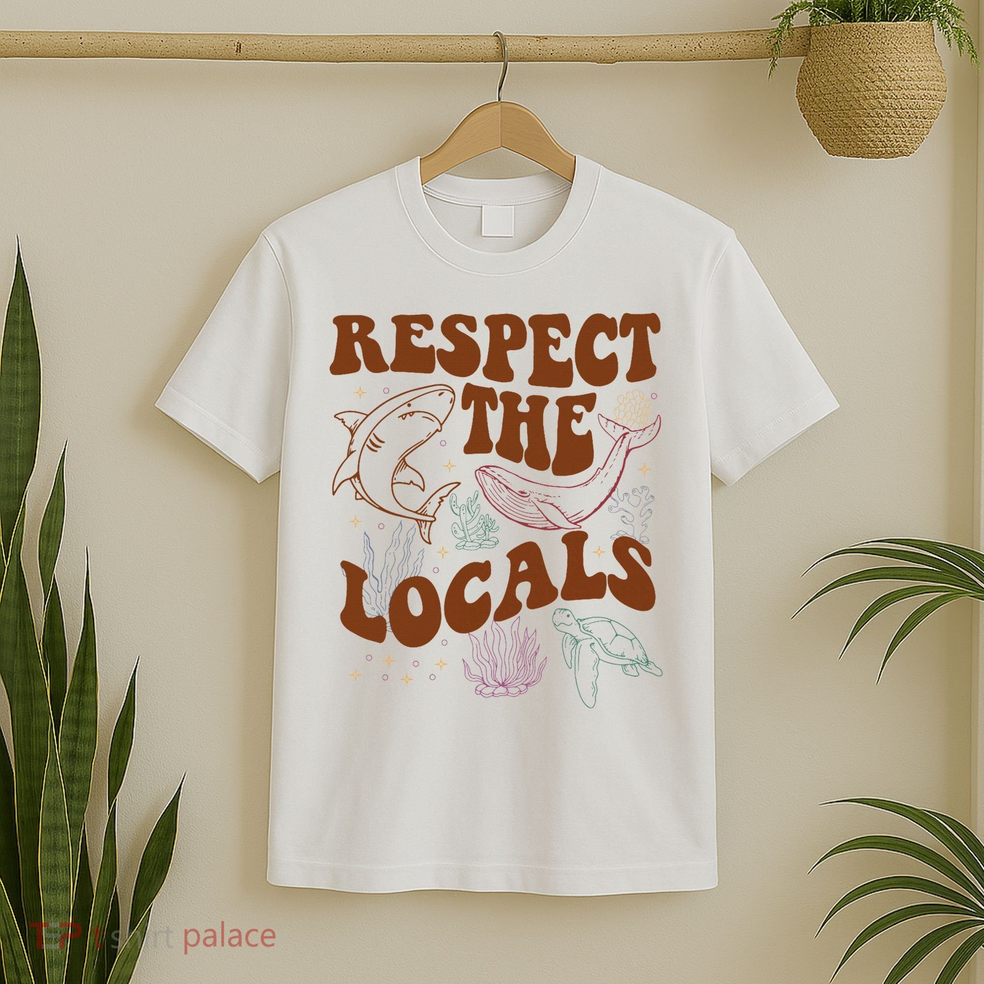 Respect The Locals Protect The Shark Save Our Oceans Retro T-Shirt