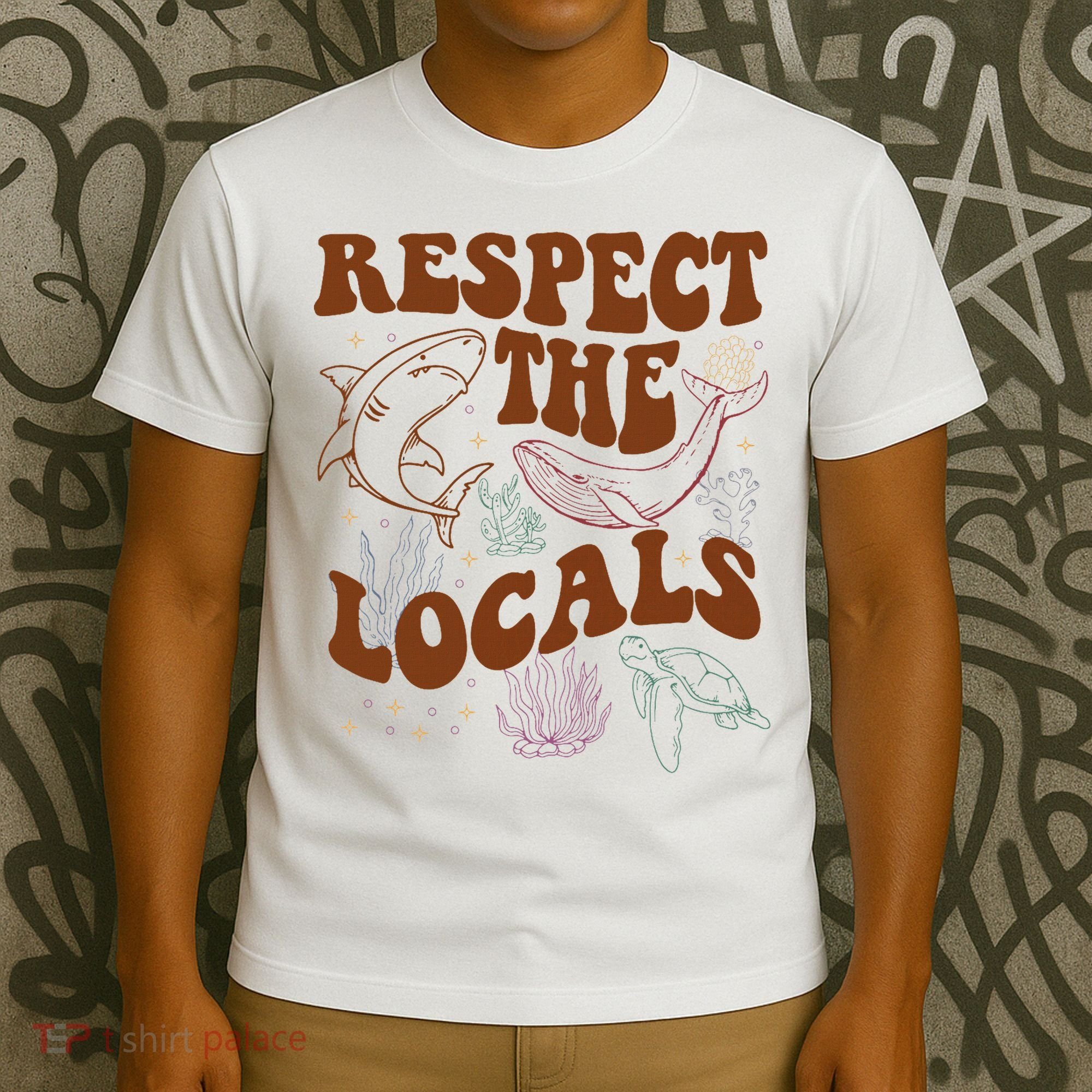 Respect The Locals Protect The Shark Save Our Oceans Retro T-Shirt
