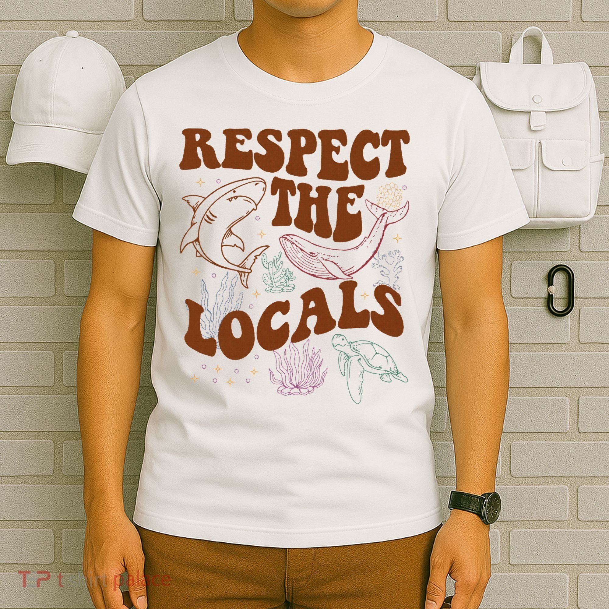 Respect The Locals Protect The Shark Save Our Oceans Retro T-Shirt