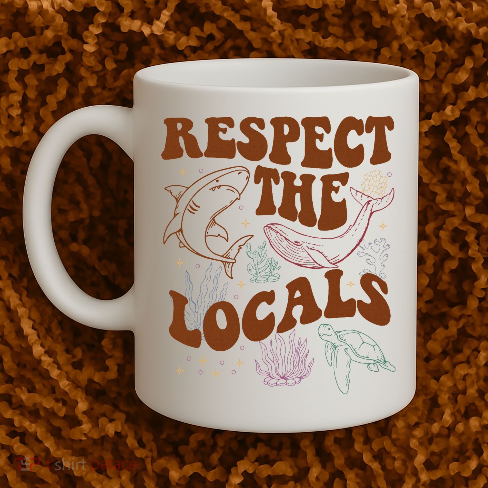 Respect The Locals Protect The Shark Save Our Oceans Retro Coffee Mug
