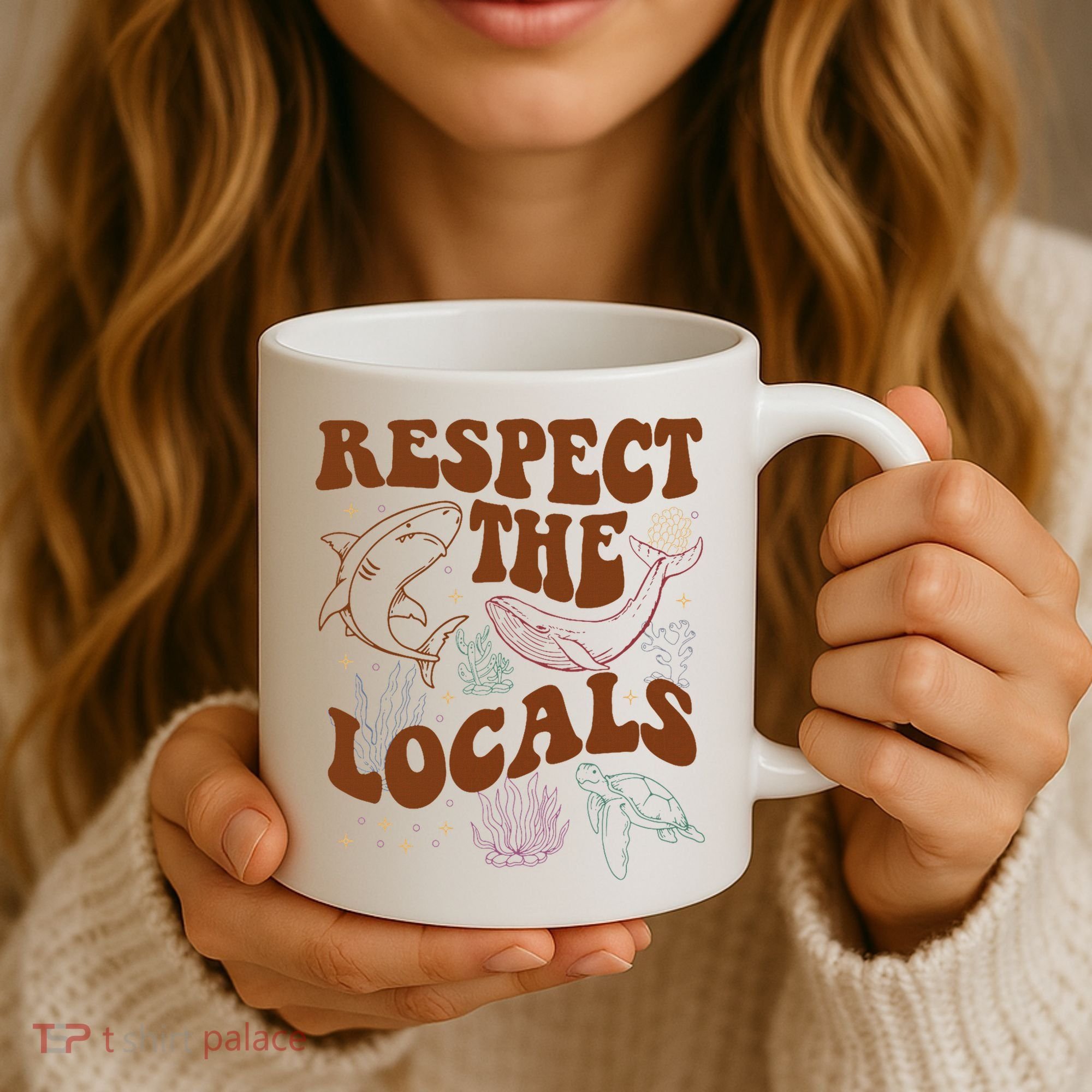 Respect The Locals Protect The Shark Save Our Oceans Retro Coffee Mug