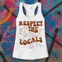 Respect The Locals Protect The Shark Save Our Oceans Retro Women's Tank Top thumb 3